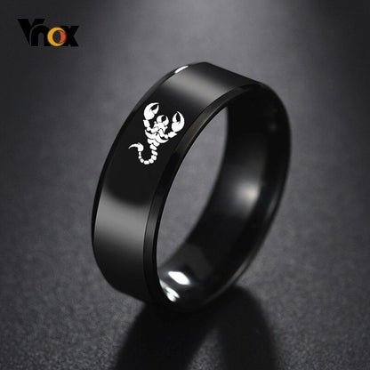Vnox Cool Chinese Dragon Ring for Men Personalized Engraving 8mm Black Stainless Steel Punk Male Anel Gift for Him