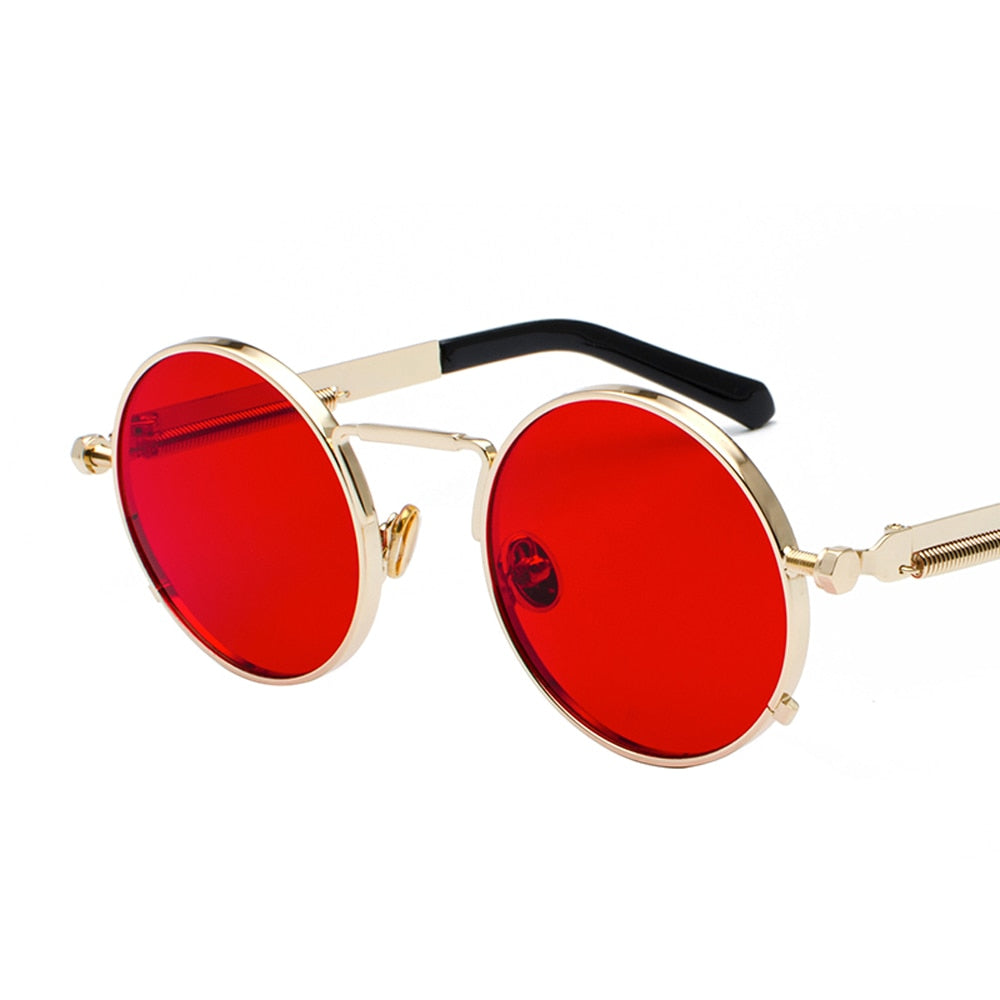 Peekaboo clear red sunglasses men steampunk 2019 metal frame retro vintage round sun glasses for women black uv400