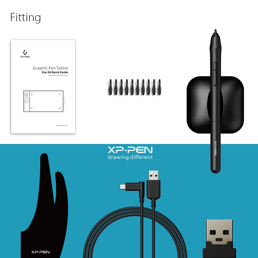 XPPen Star 06 Graphics Drawing Tablet with 8192 levels Pressure Sensivity both Wired and Wireless Mode Design with roller key