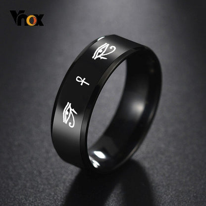 Vnox Cool Chinese Dragon Ring for Men Personalized Engraving 8mm Black Stainless Steel Punk Male Anel Gift for Him