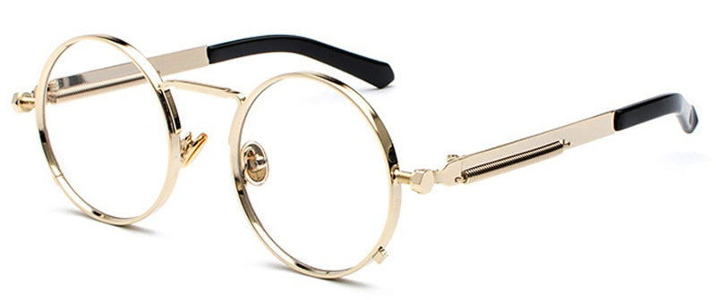 Peekaboo clear red sunglasses men steampunk 2019 metal frame retro vintage round sun glasses for women black uv400