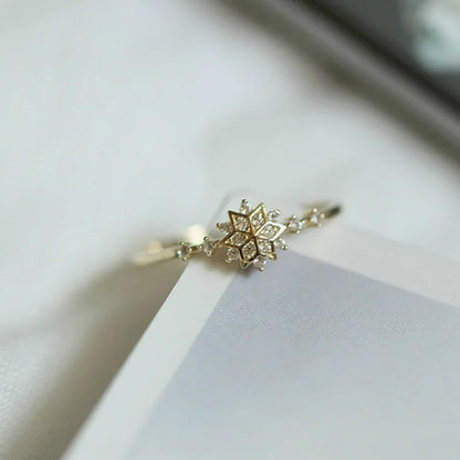 Cute Women's Snowflake Rings Female Chic Dainty Rings Party Delicate Rings Wedding Jewelry