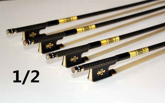 1pc New PRO 4/4 3/4 1/2 1/4 szie Carbon fiber violin bow with grillwork Ebony Frog Carving flower