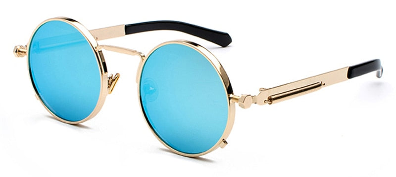 Peekaboo clear red sunglasses men steampunk 2019 metal frame retro vintage round sun glasses for women black uv400