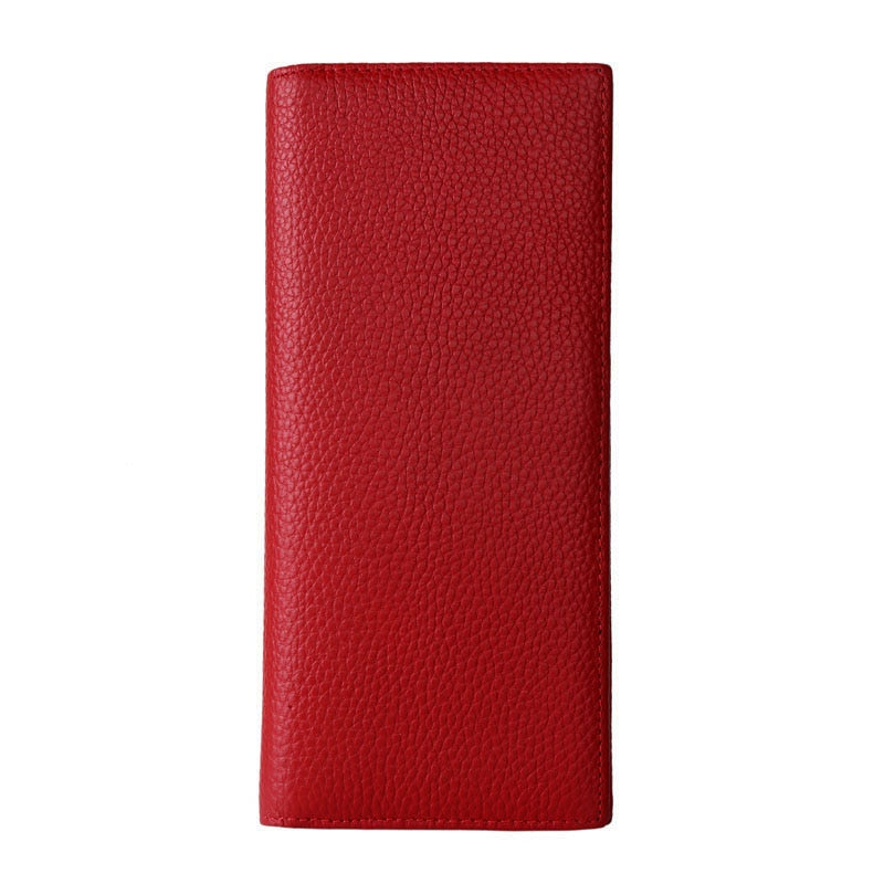 Fashion Genuine Leather Women Wallets RFID Blocking Long Slim Bifold Lady Card Holder Purse