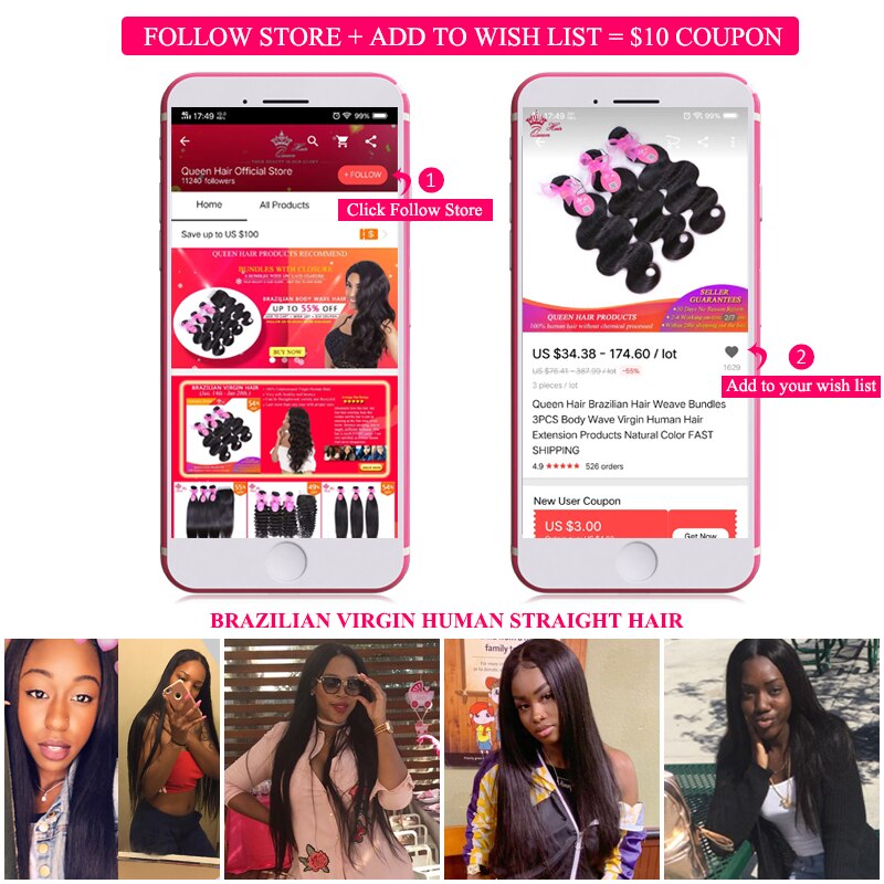 Queen Hair Raw Virgin Hair Straight 100% Human Hair Unprocessed Virgin Hair Bundles Weave Extension Brazilian Hair Natural Color
