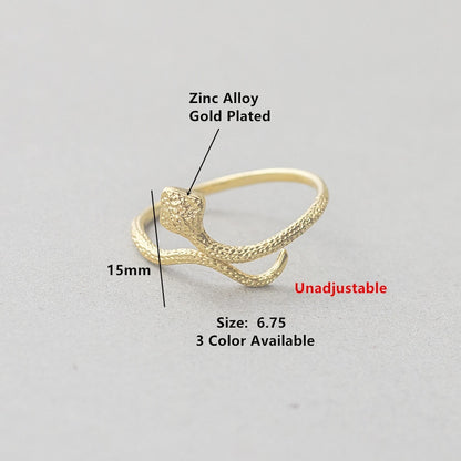 Personality Punk Exaggerated Snake Ring Retro Snake-Shaped Nightclub Ring Stainless Steel Opening Adjustable Ring Valentine Gift