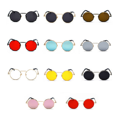 Peekaboo clear red sunglasses men steampunk 2019 metal frame retro vintage round sun glasses for women black uv400