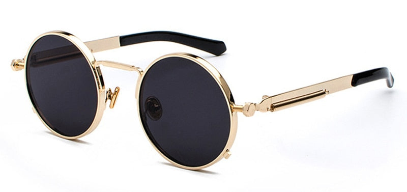 Peekaboo clear red sunglasses men steampunk 2019 metal frame retro vintage round sun glasses for women black uv400