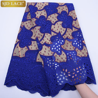 SJD LACE High Quality Swiss Voile Lace In Switzerland With Stones Eyelet Holes Nigerian African Lace Fabric For Party Sew A1813