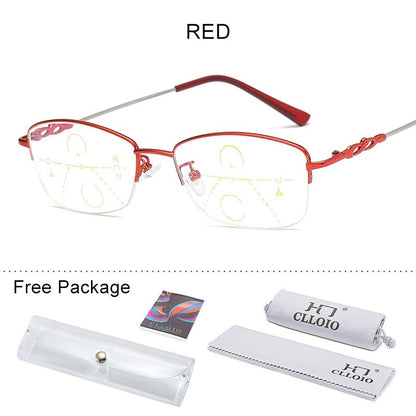 CLLOIO Progressive Multifocal Reading Glasses Men Blue Light Blocking Titanium Alloy Presbyopic Glasses Women Bifocal Eyewear