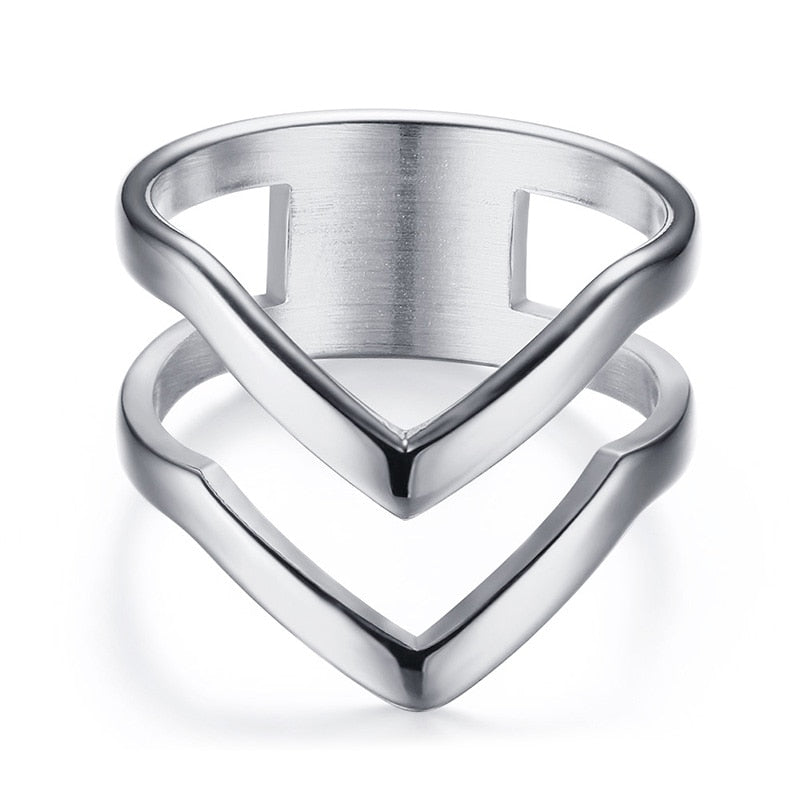 Simple Chevron V Shape Ring For Party 316L Stainless Steel Fashion Jewelry Rings For Women