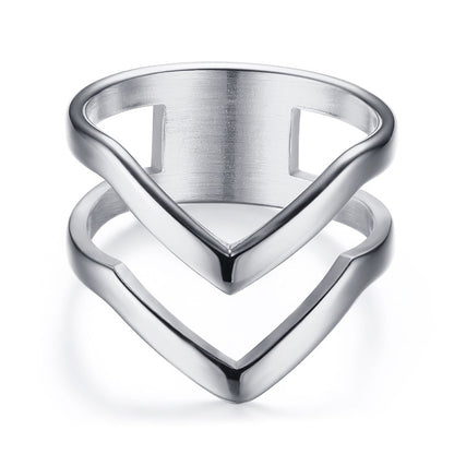Simple Chevron V Shape Ring For Party 316L Stainless Steel Fashion Jewelry Rings For Women