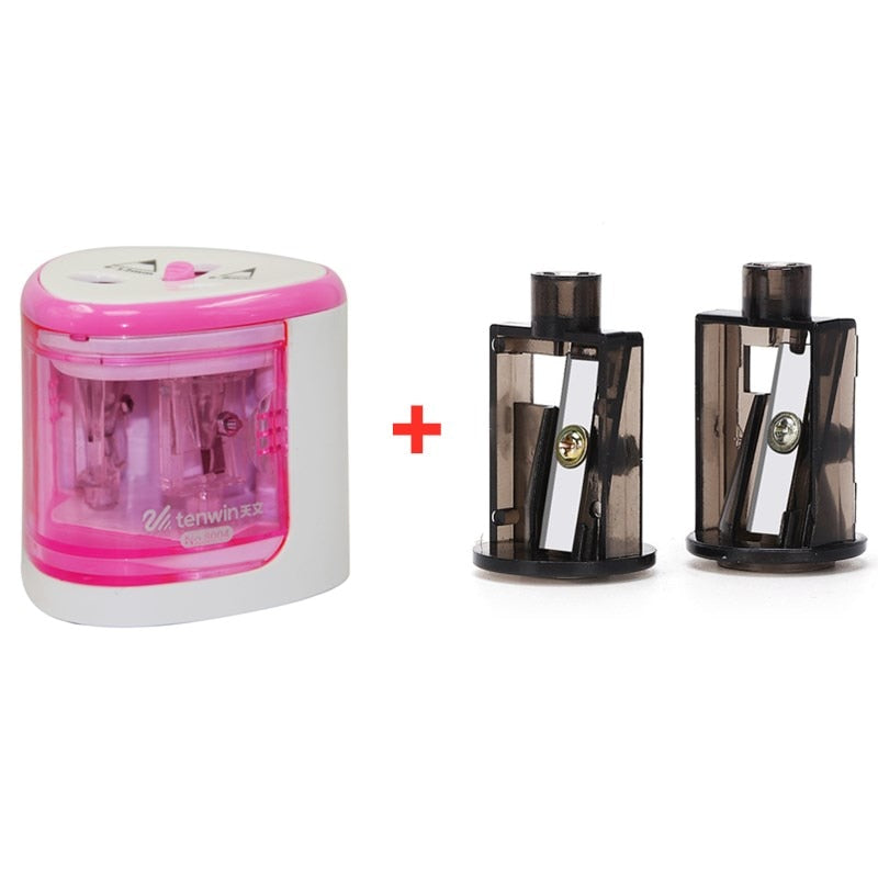 2023 New Two-hole Electric Automatic Pencil Sharpener Switch Pencil Sharpener Home Office School Supplies Stationery Art