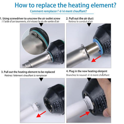 Honhill 1500W 1600W Hot Air Torch Plastic Welding Gun Machine Hot Air Welding PVC Plastic Repairing Machine For Welder + Flat