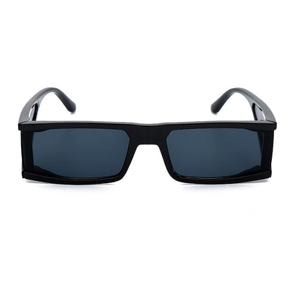 Vintage Rectangle Sunglasses Women Small Frame Mirror Sun Glasses Silver Black Lens Men One Piece Punk Eyeglasses Gafas Shades