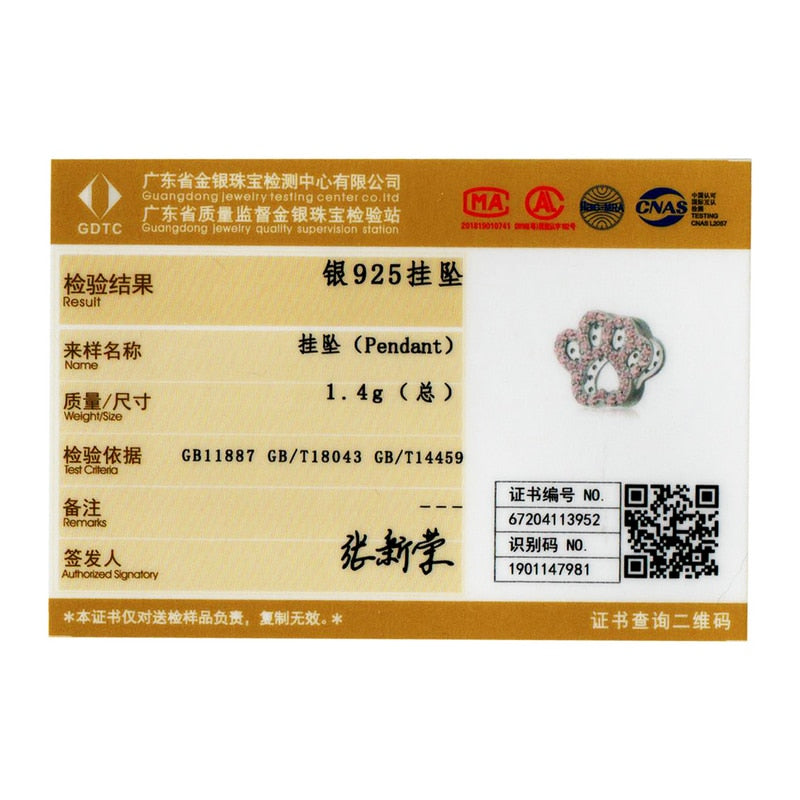 bamoer 925 Sterling Silver Pet Cat Paw Footprint Bead Charm for Bracelet DIY Jewelry Making Luxury Brand Jewelry BSC164