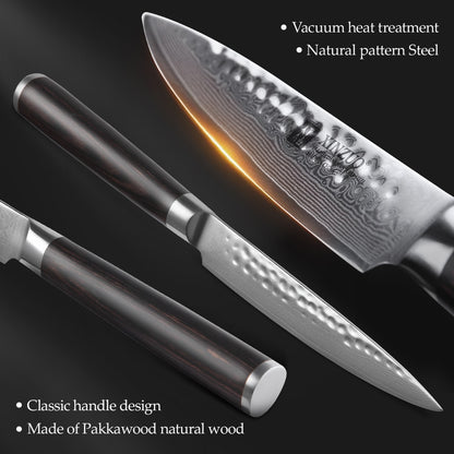 XINZUO 5PCS Kitchen Knife Sets 67 Layers High Carbon Damascus Stainless Steel Knife Cleaver Chef Utility with Pakka Wood Handle