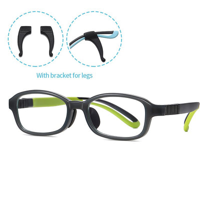 Children's Computer Eyeglasses Boy Girl Rectangle Blue Light Blocking Glasses Kids Removable TR90 Flexible Silicone Frame UV400