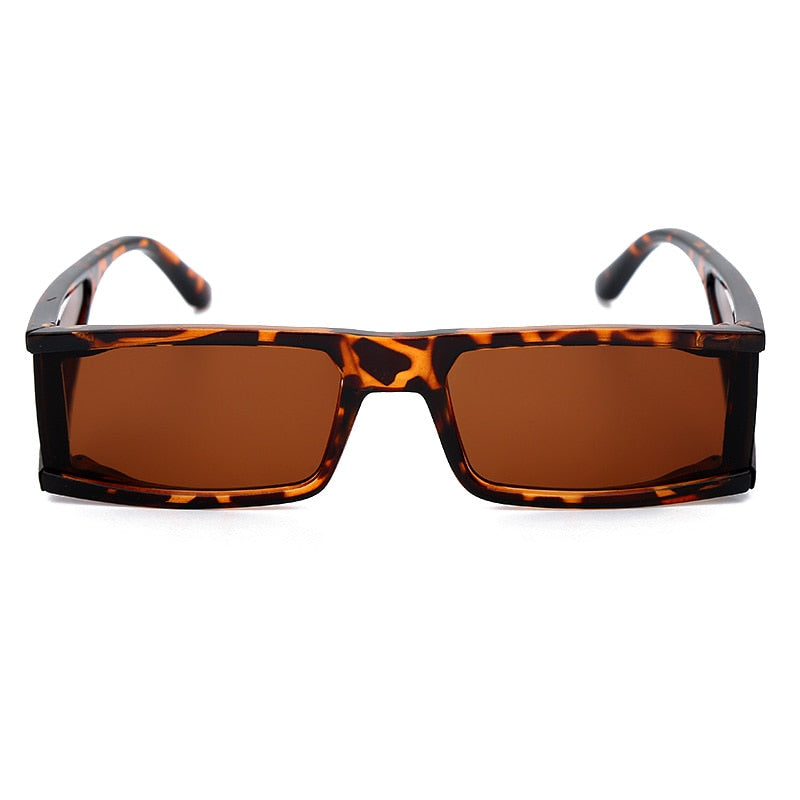 Vintage Rectangle Sunglasses Women Small Frame Mirror Sun Glasses Silver Black Lens Men One Piece Punk Eyeglasses Gafas Shades