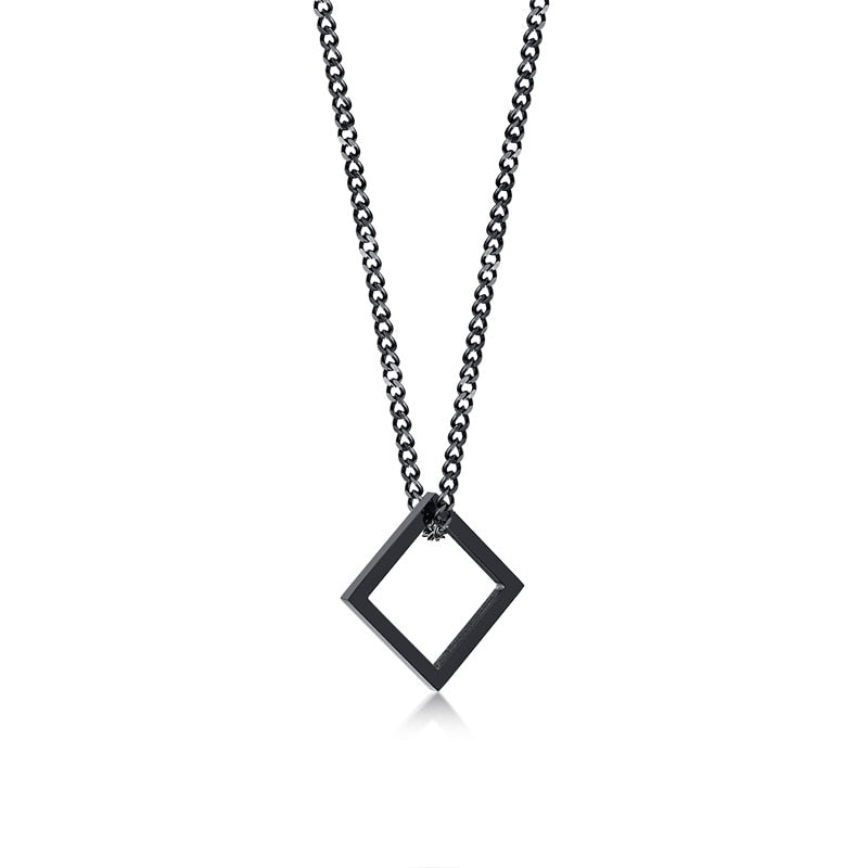 Vnox Retro Hollow Cube Pendant for Men Stainless Steel Square Vintage Necklace Punk Geometric Collier 24" Chain