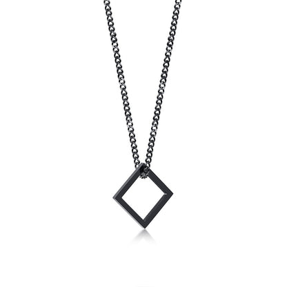 Vnox Retro Hollow Cube Pendant for Men Stainless Steel Square Vintage Necklace Punk Geometric Collier 24" Chain