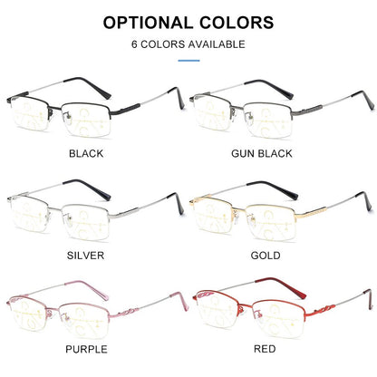 CLLOIO Progressive Multifocal Reading Glasses Men Blue Light Blocking Titanium Alloy Presbyopic Glasses Women Bifocal Eyewear