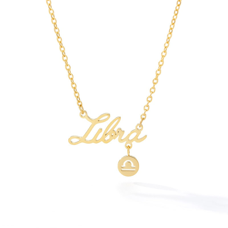 Twelve Constellation Zodiac Necklaces for Women Tiny Letter Choker Necklaces Scorpio Leo Libra Taurus Virgo Gemini Sagittarius