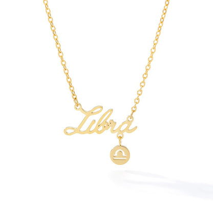 Twelve Constellation Zodiac Necklaces for Women Tiny Letter Choker Necklaces Scorpio Leo Libra Taurus Virgo Gemini Sagittarius
