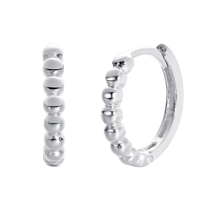 ELESHE Ins Style Simple Beaded Hoop Earrings with Gold Plated 925 Sterling Silver Fine Earrings For Women Jewelry 2021