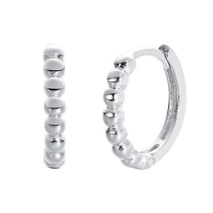 ELESHE Ins Style Simple Beaded Hoop Earrings with Gold Plated 925 Sterling Silver Fine Earrings For Women Jewelry 2021