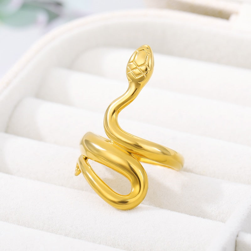 Pop Cobra Snake Ring For Women Men Stainless Steel Adjustable Punk Rings Animal Mamba Finger Accessories Nightclub Jewelry Gifts