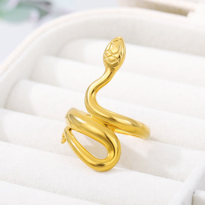 Pop Cobra Snake Ring For Women Men Stainless Steel Adjustable Punk Rings Animal Mamba Finger Accessories Nightclub Jewelry Gifts