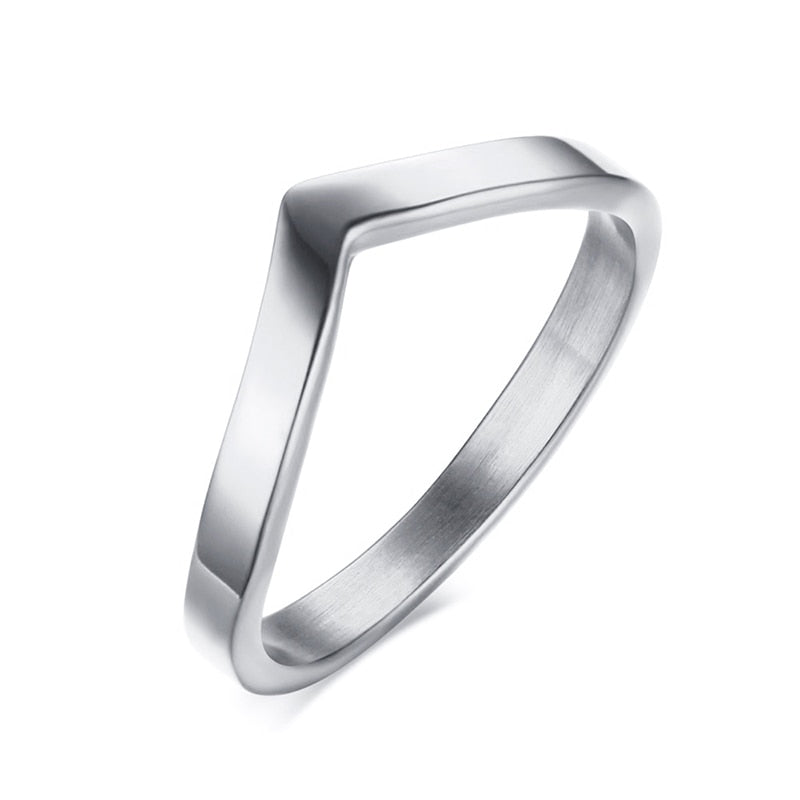 Simple Chevron V Shape Ring For Party 316L Stainless Steel Fashion Jewelry Rings For Women