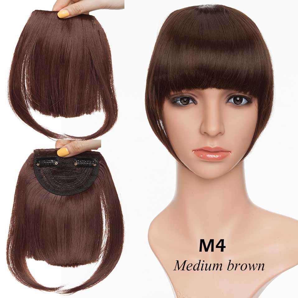 S-noilite Synthetic 15Colors Real Thick 35g Natural Bang False Hair Black Brown Auburn Red Clip In On Bangs Hair