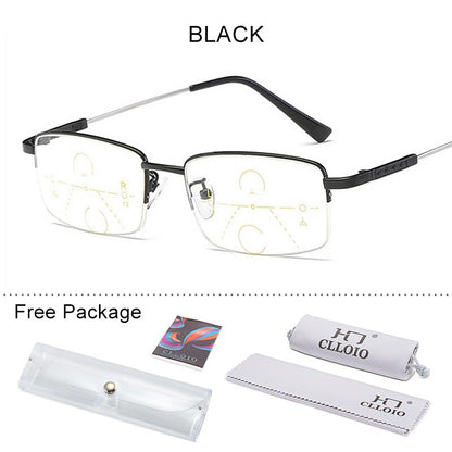 CLLOIO Progressive Multifocal Reading Glasses Men Blue Light Blocking Titanium Alloy Presbyopic Glasses Women Bifocal Eyewear