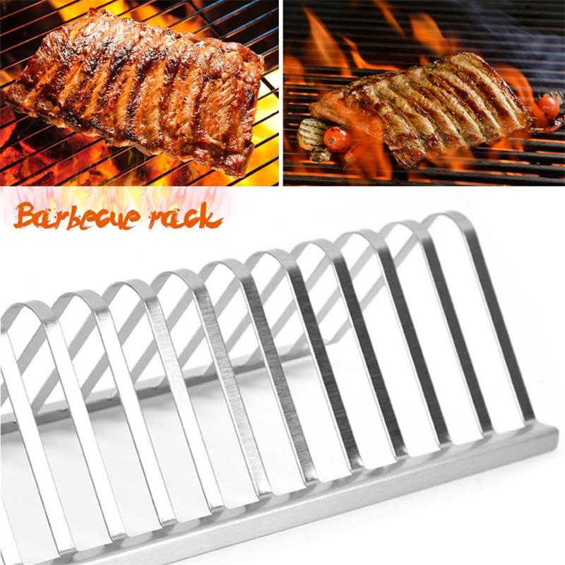 Stainless Steel Barbecue Grill Holder Smoking Rib Racks Grilling BBQ Accessories Outdoor Roasting Stand Picnic Utensil 12inch
