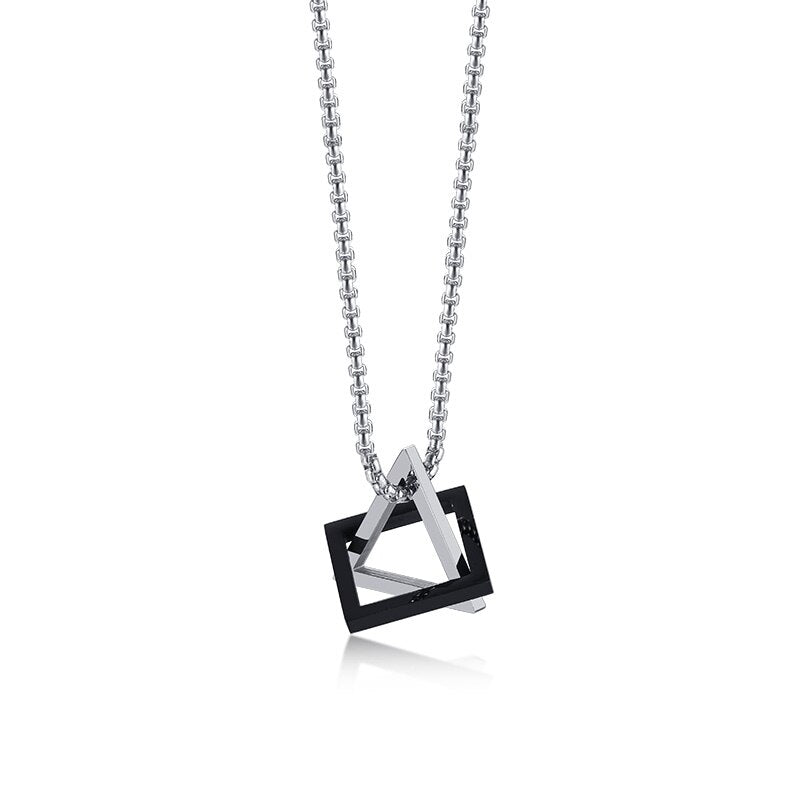 Vnox Retro Hollow Cube Pendant for Men Stainless Steel Square Vintage Necklace Punk Geometric Collier 24" Chain