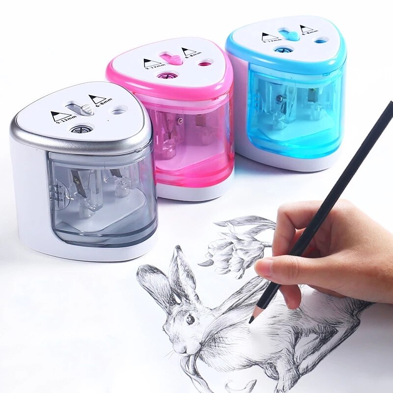 2023 New Two-hole Electric Automatic Pencil Sharpener Switch Pencil Sharpener Home Office School Supplies Stationery Art