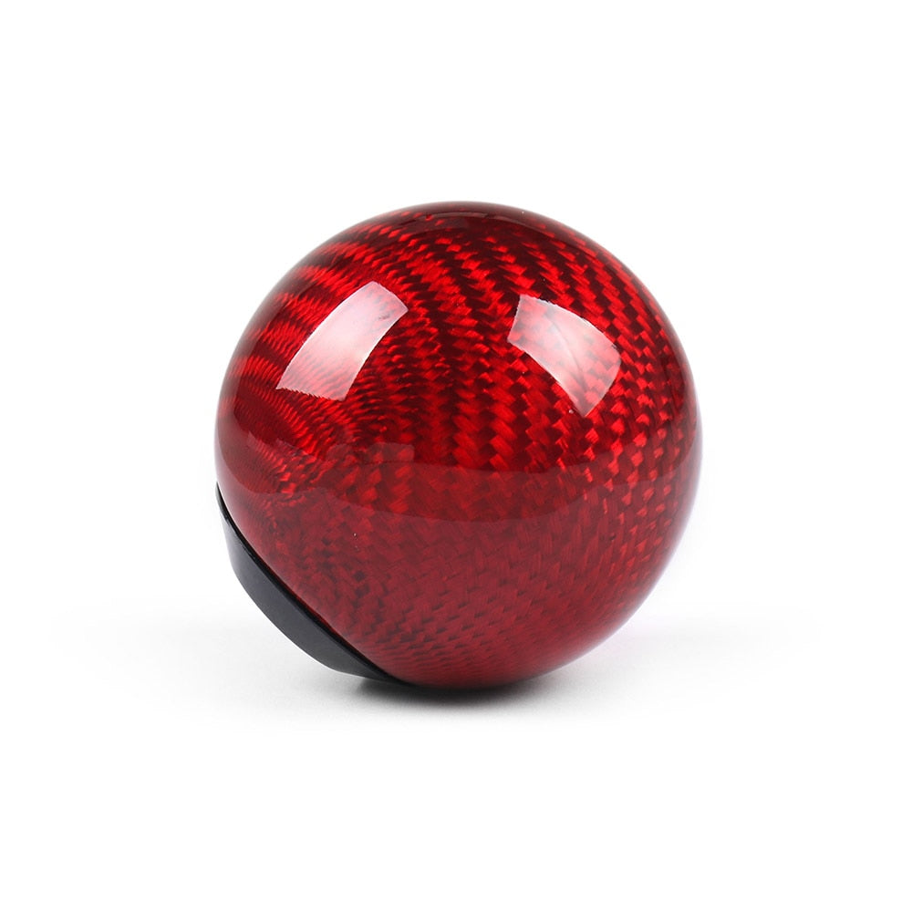 Universal Car Gear Shift Knob Shifter Lever Round Ball Shape Real Carbon Fiber