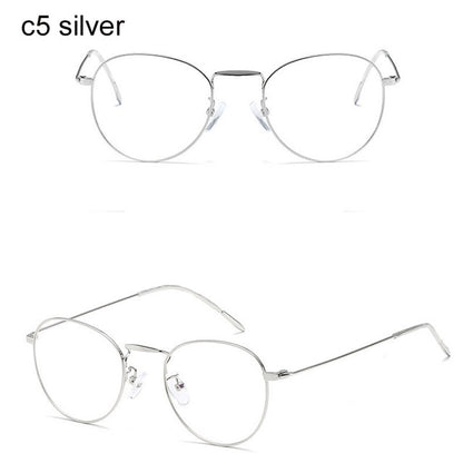 Fashion Blue Light Glasses Retro Metal Frame Anti Blue Ray Computer Glasses Women Men Vintage Designer Round Glasses Frame