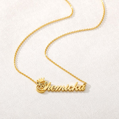 Crown Necklace Customized Cursive Arabic Crown Heart Nameplate Necklace For Women Stainless Steel Jewelry Couple gift Collier bf