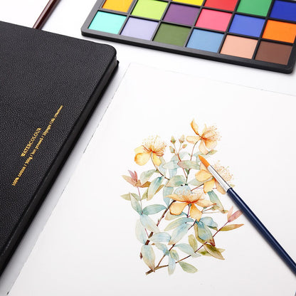 Paul Rubens 300g/m2 Watercolor Paper Pad 20 Sheets 100% Cotton Leather Cover Paper Blocks for Ourdoor Painting 16K/32K