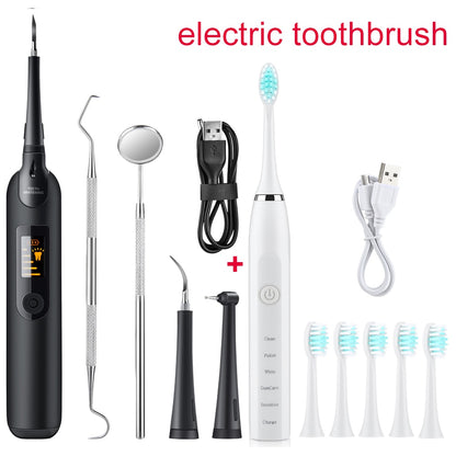 Electric Sonic Dental Calculus Remover Whitener Scaler LED Display Tooth Cleaner Rechargable Tartar Tool Whiteing Teeth Portable