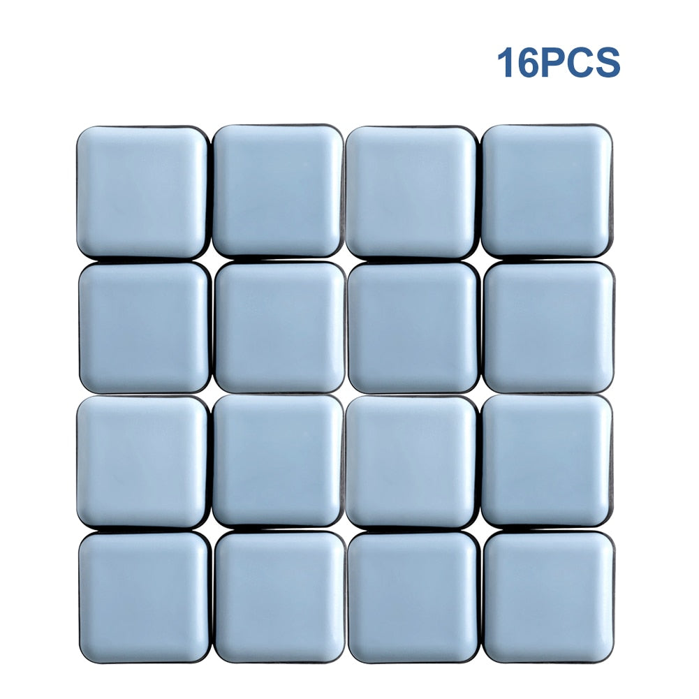 16Pcs Furniture Legs Pads Sliders Self-Adhesive Moving Glides Mover Pads For Home and Garden Or Square  Rubber Feet