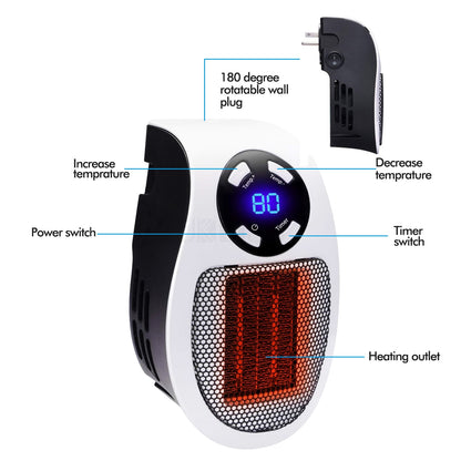 Electric Warmer Mini Fan Heater 500W Portable Wall Heater Ceramic Heating Radiator Body Hand Warmer Fan for Home Office