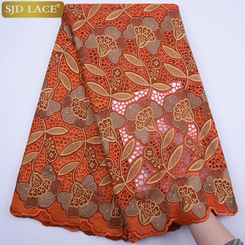 SJD LACE High Quality Swiss Voile Lace In Switzerland With Stones Eyelet Holes Nigerian African Lace Fabric For Party Sew A1813