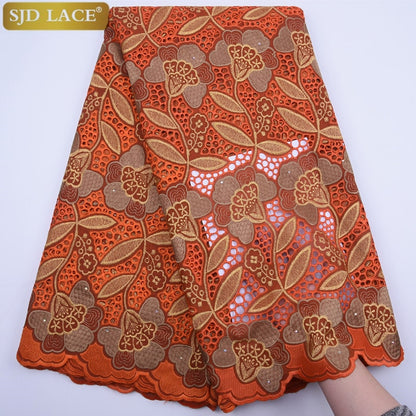 SJD LACE High Quality Swiss Voile Lace In Switzerland With Stones Eyelet Holes Nigerian African Lace Fabric For Party Sew A1813