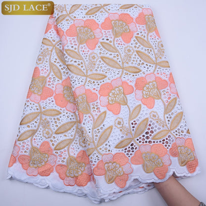 SJD LACE High Quality Swiss Voile Lace In Switzerland With Stones Eyelet Holes Nigerian African Lace Fabric For Party Sew A1813