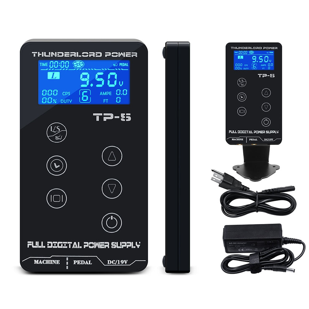 THUNDERLORD Digital Tattoo Power Supply LCD Touch Screen Dual Power Source For Tattoo Rotary Pen Makeup Machine Tattoo Supplies